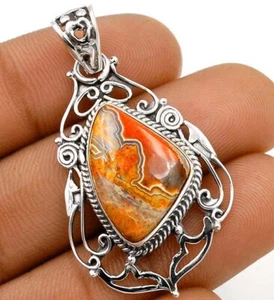 Natural Crazy Lace Agate 925 Solid Sterling Silver Pendant Jewelry @B18-7 - Picture 1 of 1