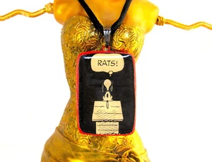 Upcycled OOAK Snoopy RATS! Pendant Necklace Image Clipped from 1962 Book - Picture 1 of 4