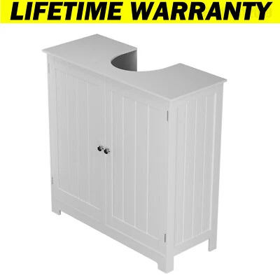 Bathroom Under Sink Cabinet Floor Standing Shelf Storage Cupboard Basin White - Image 1 of 4