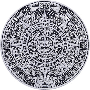 Aztec Calendar - Embroidered Iron on Patches with Archaeological Design | Maya A