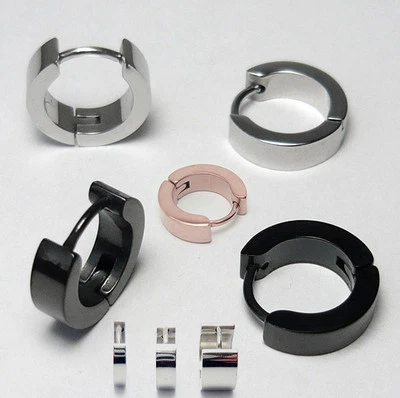 1 Paar Creolen Edelstahl Ohrringe Herren Damen Klappcreolen Ohrstecker Männer - Bild 1 von 4