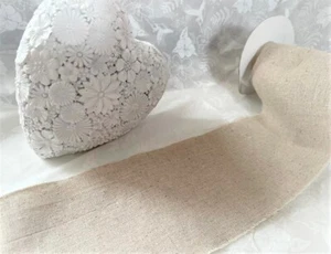 Eleganza Natural LINEN Frayed Edged burlap Ribbon - var lengths 32 50 70 & 100mm - Picture 1 of 3