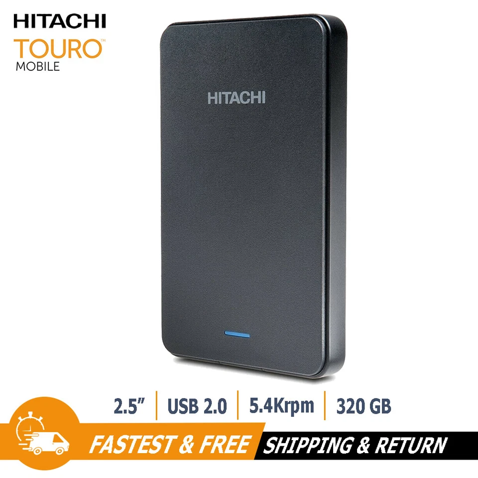 Hitachi Touro Mobile 2.5" 320GB External Hard Drive USB 2.0 HDD, HTOLMXEA3201ABB - Image 1 of 4