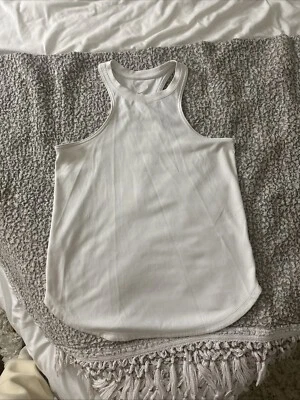 Camiseta sin mangas para mujer Nike Dri-Fit Racer espalda talla pequeña blanca apenas nota manchas Foto 1 de 4