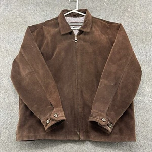 VTG Le Collezioni Structure Leather Jacket Mens L Brown Bomber Genuine Suede 90s - Picture 1 of 17