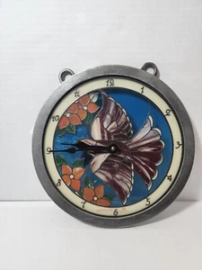 Vintage Westclox Quartz Stained Glass Hanging Clock Bird and Flowers (Read) - Picture 1 of 7