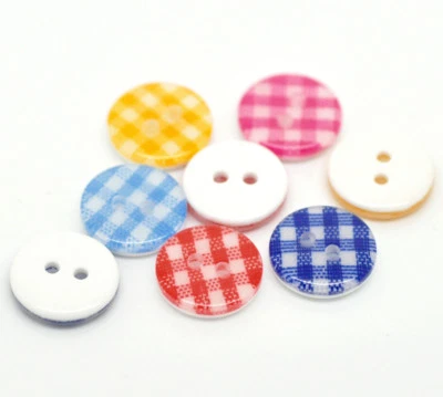 Paquete de 20 botones de resina blanca a cuadros de 2 agujeros 1/2" (13 mm) álbum de recortes artesanía (063) Foto 1 de 3