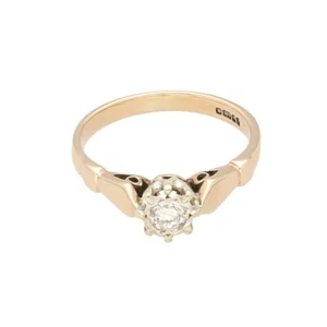 Vintage 9Carat Rose Gold 0.20ct Diamond Illusion Set Solitaire Ring (Size I 1/2) - Picture 1 of 3