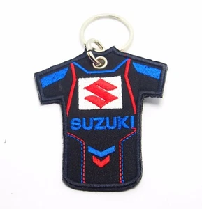 SUZUKI RACING BIKER MOTORCYCLE CLOTH JACKET SHIRT EMBROIDERED TAG KEYCHAIN - Picture 1 of 2