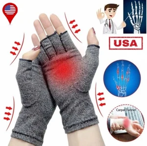 Half Finger Copper Arthritis Compression Gloves Hand Support Joint Pain Relief - Picture 1 of 14