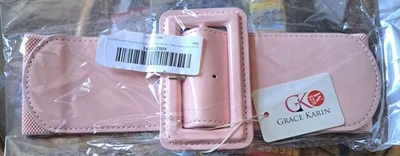 NEW GK Elastic Waist Belt Classic Buckle 7.5cm wide Medium Soft Pink Grace Karin - image 1 of 4