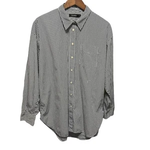 Lauren Ralph Lauren Women Top XL Stripe Button Up Preppy Office Travel Academia - Picture 1 of 10