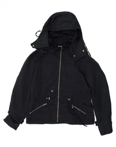 MASSIMO DUTTI Womens Hooded Windbreaker Jacket UK 14 Medium Navy Blue AM04 - Picture 1 of 4