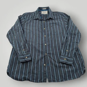 American Eagle Outfitters Mens 3XL Vintage Fit Gray Blue Stripe Cotton Button Up - Picture 1 of 9
