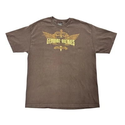 Camiseta De Colección Y2K Dickies Ropa de Trabajo Genuina Marrón Manga Corta Algodón Para Hombres XL Foto 1 de 4