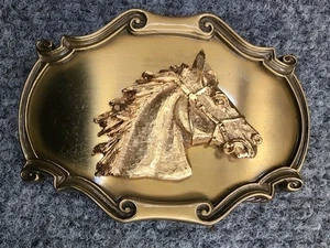 Fibbia cintura testa di cavallo vintage - Raintree 1978 - 3D western anni 70 sud ovest - Foto 1 di 9