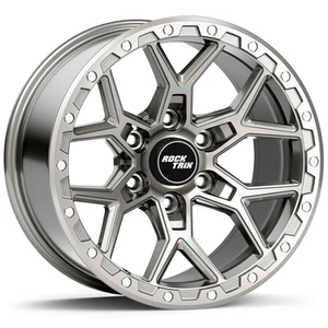 20" RockTrix RT107 Wheel 20x9 +12mm Offset 6x139.7 6x5.5 Rim Machined Silver - Picture 1 of 7
