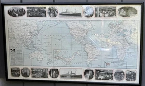 Mappa Kaisha Nippon Yusen 1932 con N.Y.K. Rotte di spedizione e collegamenti ferroviari - Foto 1 di 3