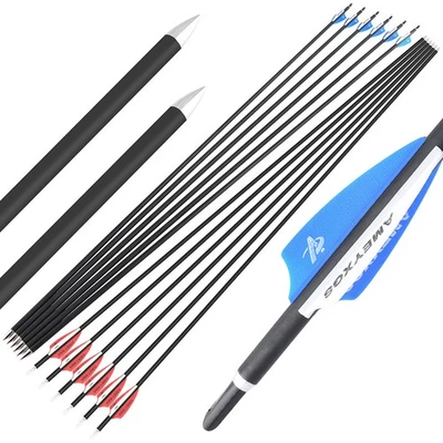 32" Carbon Arrows SP1000 Archery Field Point Tip Compoundbow Recurve Bow Hunting - Image 1 of 4