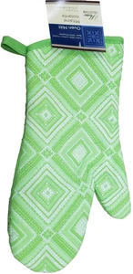 Printed Kitchen Jumbo Oven Mitt (7"x13") LIGHT GREEN DESIGN, green back, GR - Picture 1 of 4