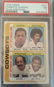 TONY DORSETT ROOKIE PSA 7 NM 1978 TOPPS COWBOYS TEAM LEADERS HALL OF FAME! - Picture 1 of 2