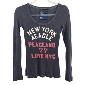 Top tejido gofre American Eagle vintage Y2K talla MD púrpura oscuro informal térmico - Imagen 1 de 9