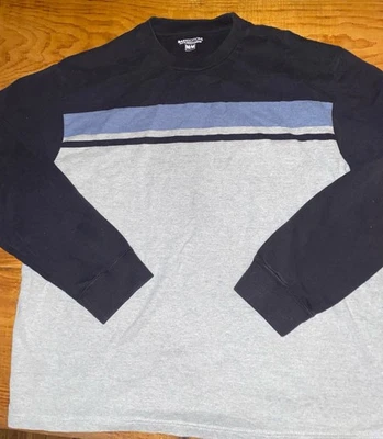 Basic Editions Gray Blue Stripe Men's Size Medium - Image 1 of 4