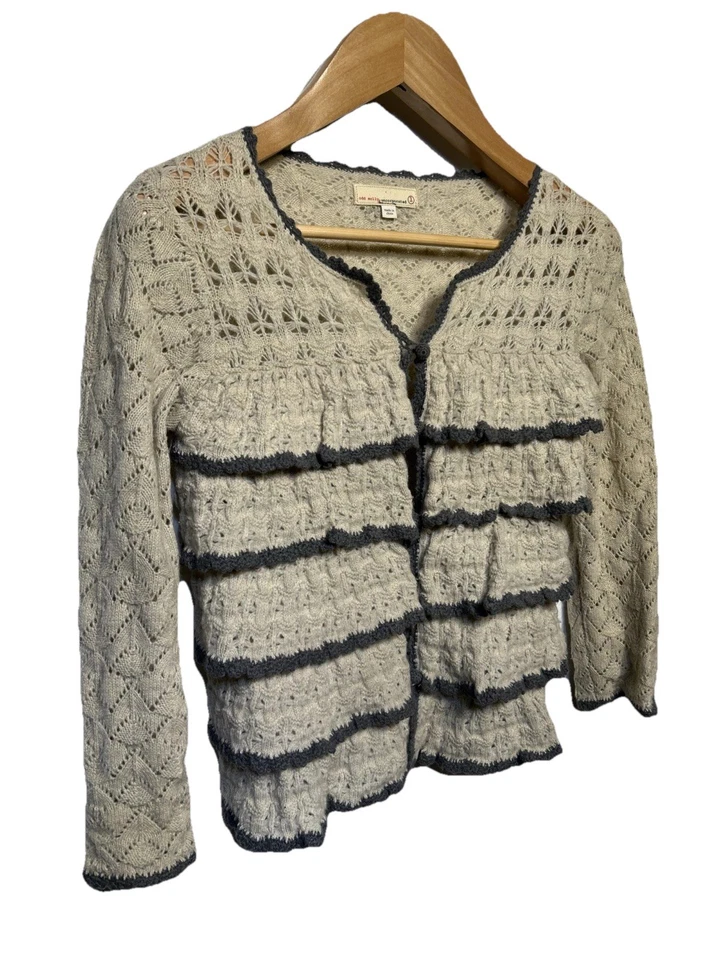 Cárdigan de ganchillo tejido abierto de lana Odd Molly beige claro gris talla S Foto 1 de 4