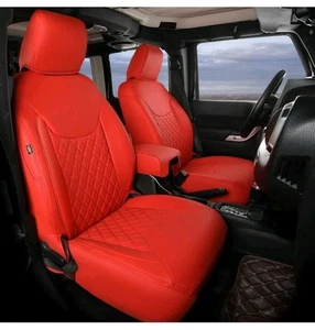 GIANT PANDA Customized Front Car Seat Covers for Jeep Wrangler JK 2/4 Door (Red) - Bild 1 von 9