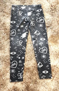 K/62 Arizona Jean Co. Girl's S 7/8 Gray Leggings White Print Stretch Waist Play - Picture 1 of 6