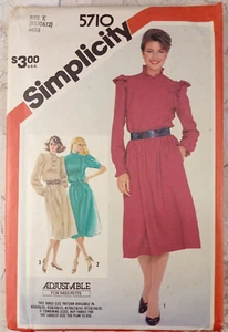 SIMPLICITY 5710 VTG 80s DRESS Pullover Blouson Asymmetric Ruffles UNCUT 8 10 12 - Picture 1 of 6