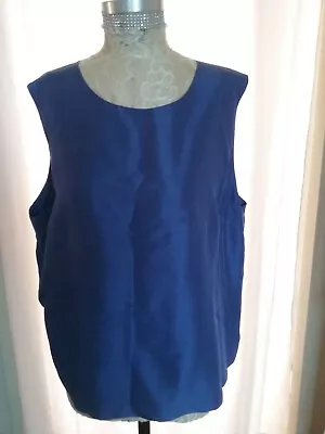 Lane Bryant Designs Blue Silk Button Back Sleeveless Blouse Plus Size 26/28W - Image 1 of 4