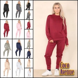 Chándal de manga larga para damas Pantalones de chándal 2 piezas Traje liso Ropa de salón - Imagen 1 de 45