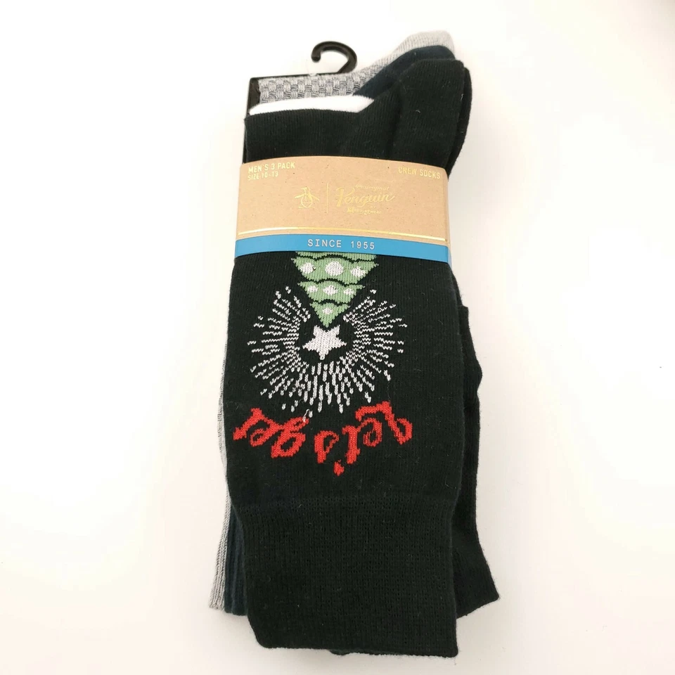 Paquete de 3 calcetines Penguin divertidos para regalo de Navidad para hombre talla 10-13 algodón Foto 1 de 4