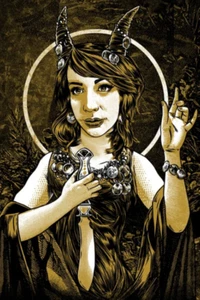 Gold Girl with Knife Art Print by Craig Horky - Picture 1 of 1