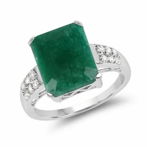 Anello in argento sterling 925 fatto a mano con smeraldo qualità AAA+ - Foto 1 di 3