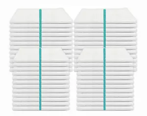 NEW 48 PK 4DZ GREEN STRIPE KITCHEN CLEANING BAR TOWELS BARMOPS HEAVY DUTY 16X19 - Picture 1 of 14