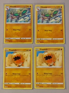 3x Vibrava 075/172 y 3x Trapinch 074/172 Tarjeta Pokémon Estrellas Brillantes Casi Nuevo - Imagen 1 de 3