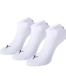 Puma crew Trainer Socks Mens soft cotton White Socks EU 43-46 3xPairs - Picture 1 of 3