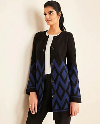 Suéter Abrigo Ann Taylor Diamante Jacquard Talla M Nuevo con Etiquetas Foto 1 de 2