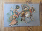 Glitter card - Japanese woman with baby on a donkey (Unposted