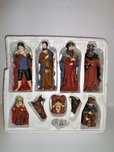 Vtg 10 Pc Porcelain Christmas Nativity Set Hand Painted - Picture 1 of 8