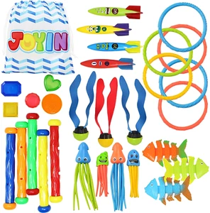 30 Pcs Diving Pool Toys for Kids Ages 3-12 Jumbo Set with Storage Bag Pool Games - Picture 1 of 12