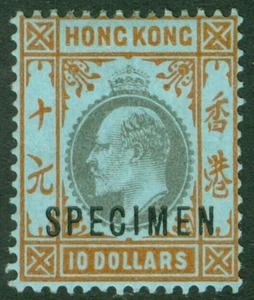 SG 76s Hong Kong 1903. $10 pizarra y naranja/azul, muestra sobreimpresa. Una fina... - Imagen 1 de 1