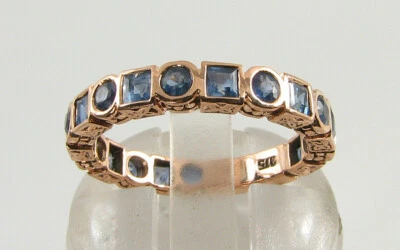 9K 9CT РОЗОВОЕ ЗОЛОТО САПФИР ВЕЧНОСТЬ 3/) ГРУППЫ АРТ-ДЕКО INS КОЛЬЦО БЕСПЛАТНО ИЗМЕНИТЬ РАЗМЕР - Изображение 1 из 4