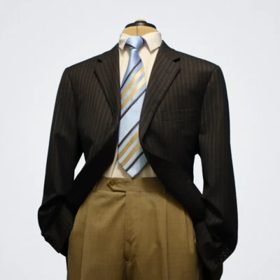 Hickey Freeman Sport Coat 46S Charcoal Pinstripe Loro Piana 150's Tasmanian Wool - Image 1 of 4