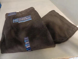 Pantalones plisados clásicos de pana gris oscuro talla 36x32 Croft & Barrow para hombre nuevos con etiquetas - Imagen 1 de 3