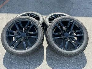 22" Chevy Silverado GMC Denali Yukon Gloss Black Replica wheels rims tires 22x9 - Picture 1 of 10