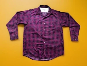 80s Trash And Vaudeville Punk Style Button Up Shirt M.purple/black Grid Print.XL - Picture 1 of 12