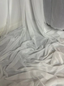 1 METER IVORY SOFT CATIONIC CHIFFON 100% POLYESTER FABRIC 58” WIDE - Picture 1 of 3